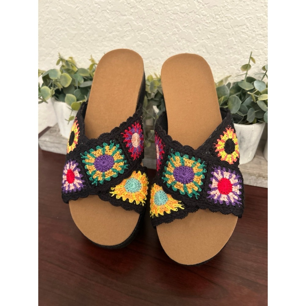 Coutgo Colorful Multicolor Crochet Sandals size 9